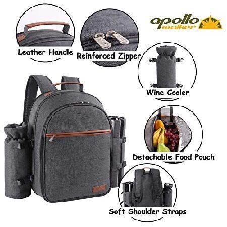 直販早割 Apollo Walker Picnic Backpack Set for 2 Person with Cooler Compartment， Detachable Bottle/Wine Holder， Fleece Blanket， Plates and Cutl【並行輸入商品】