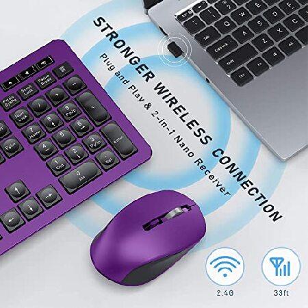 女性に人気！ Wireless Keyboard and Mouse Combo， 2.4GHz Cordless USB Keyboard Mouse， Full Size Wireless Keyboard with Numeric Keypad ＆ Multimedia S【並行輸入商品】