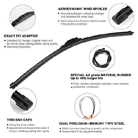 『2年保証』 KUNGKIC 26/17 Replacement Windshield Wipers with 12 Rear Wiper Blade Compatible with nissan Rogue 2015-2018 Pathfinder 2013-2018 Du【並行輸入商品】