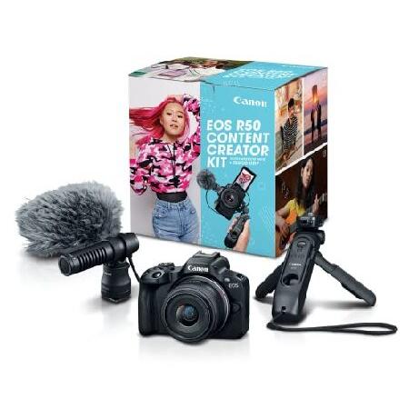 Canon EOS R50 Content Creator Kit, Mirrorless Vlogging Camera, 24.2 MP, 4K Video, DIGIC X Image Processor, RF-S18-45mm F4.5-6.3 IS STM Lens, S並行輸入 | 
