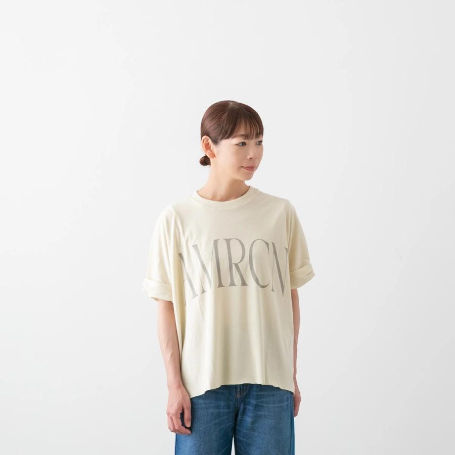 AMERICANA（アメリカーナ） クロップド ワイド ロールアップ ロゴ T