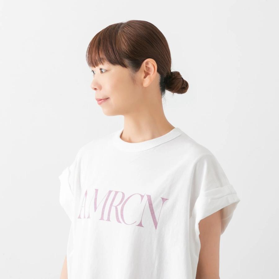 AMERICANA（アメリカーナ） ワイド ロールアップ ロゴ Tシャツ AMRCN