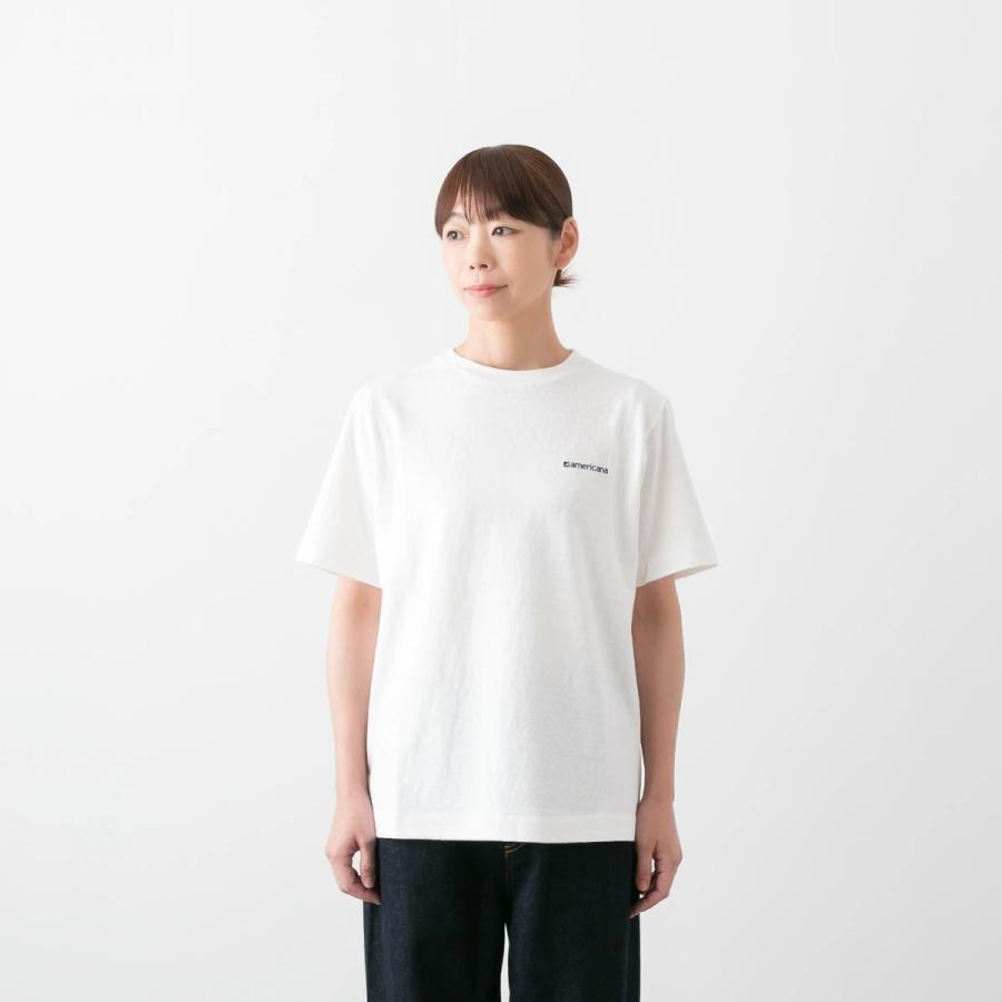 AMERICANA（アメリカーナ） ラフィー丸胴天竺 バックプリント Tシャツ