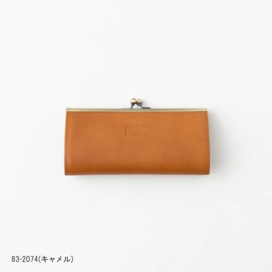 クレドラン 財布 ロングウォレット レザー がま口 PRUNE PURSE LONG WALLET キャメル チョコ グレージュ ブラック ジッパーレス シンプル CLEDRAN CL2717｜bluebeat-y｜06