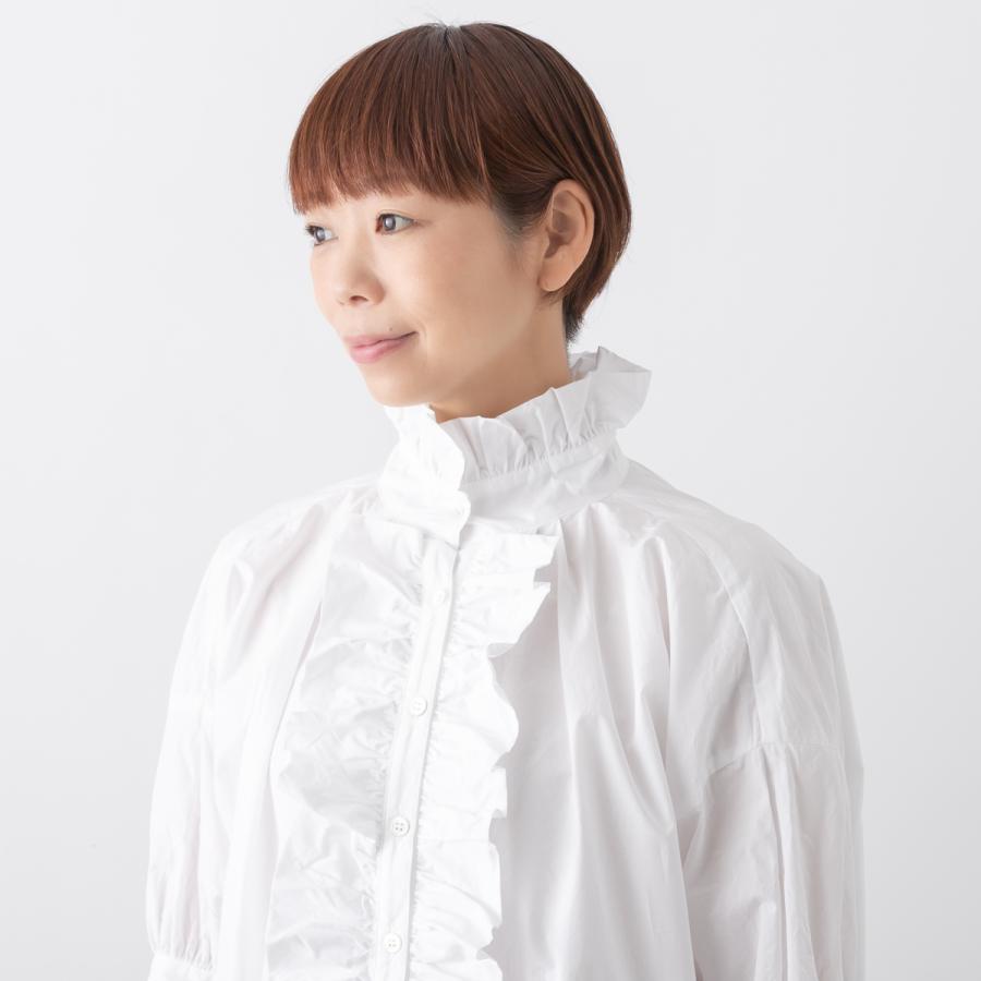dahl'ia（ダリア） コットン フロントフリル ロングシャツ メール便OK