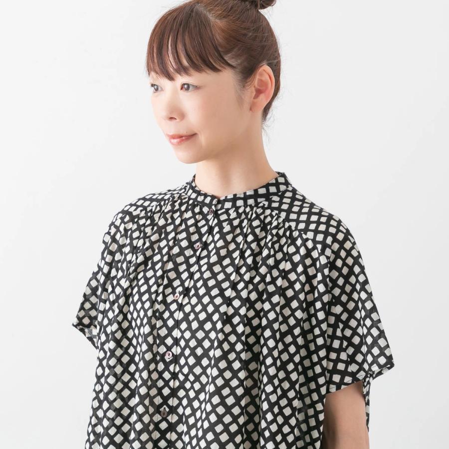 ドミンゴ ブロカント インド プリント フロンセ シャツ 36-323X メール便OK D.M.G Brocante チェック柄 綿の画像