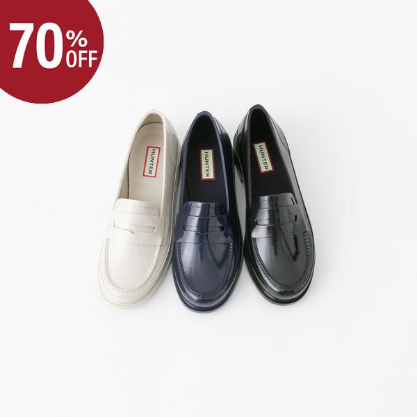 ハンター レインシューズ ペニー ローファー ラバー 雨靴 天然ゴム オフホワイト ネイビー ブラック HUNTER PENNY LOAFER WFF1006RGL クリアランス卸売 ハンターレインローファー ブラックグレー