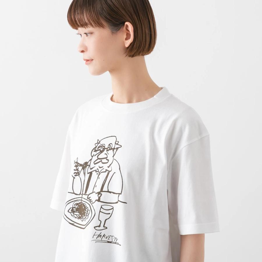 ハーベスティ プリント Tシャツ 2種 A52610 CAT A52611 UNCLE メール便OK HARVESTY 黒 白 猫 半袖 春夏 カジュアル イラストの画像