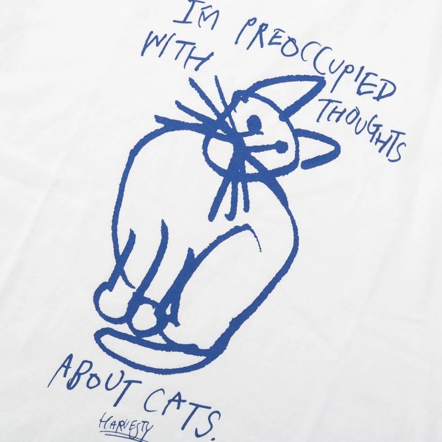 ハーベスティ プリント Tシャツ 2種 A52610 CAT A52611 UNCLE メール便OK HARVESTY 黒 白 猫 半袖 春夏 カジュアル イラストの画像