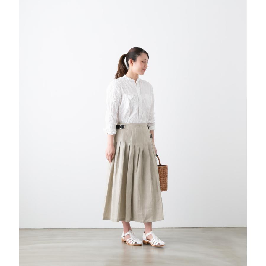 オニール オブ ダブリン スカート 巻きスカート リネン タック ラップスカート O'NEIL OF DUBLIN WRAP SKIRT NOD0901 STONE BEIGE ORANGE BLACK｜bluebeat-y｜02