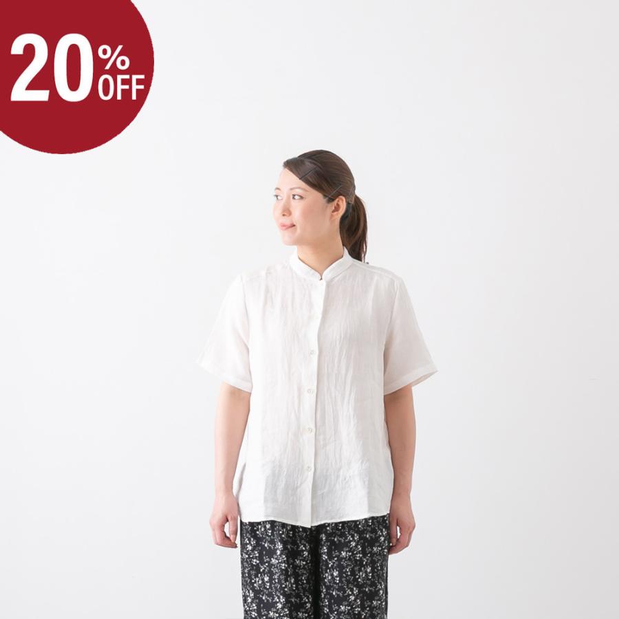 サラウェア Belgium Linen Stand Collar Shirt ベルギーリネン 