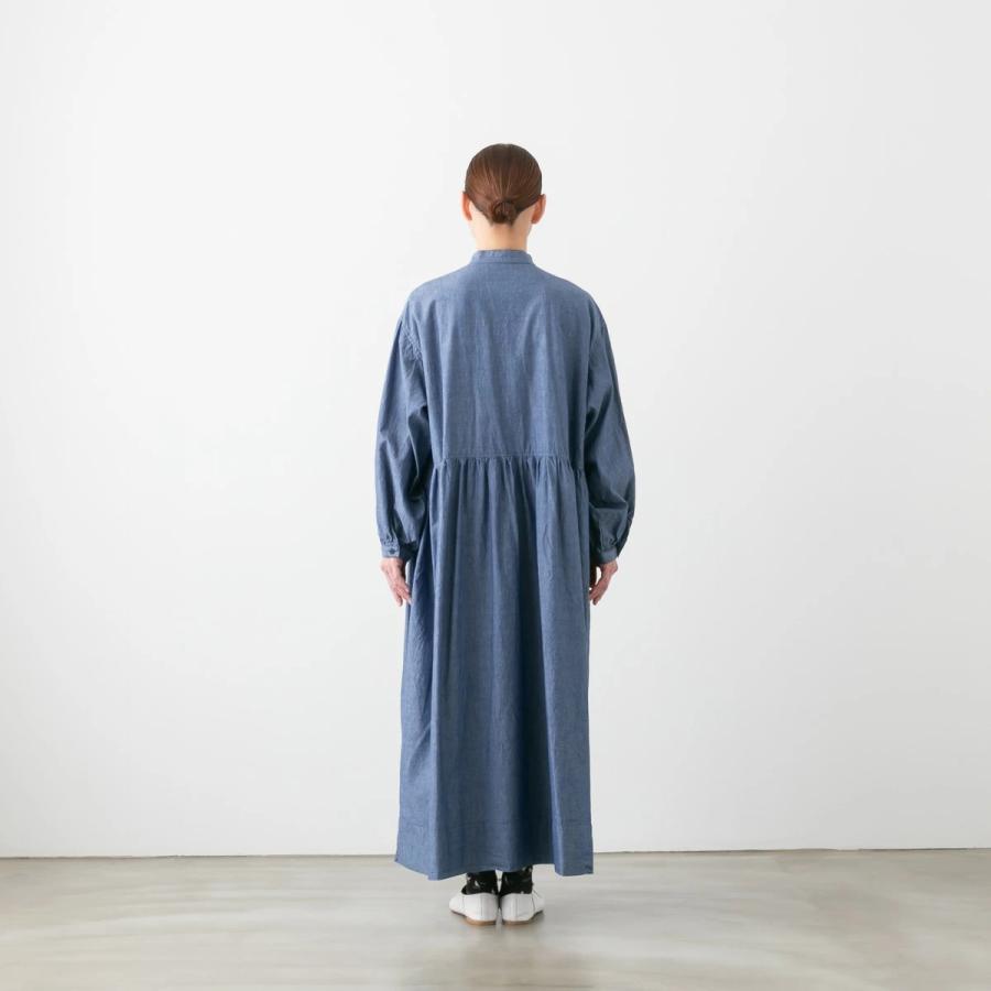 美品✨45R コットン ダンガリー 九分袖 ドレス 日本製 オーバーサイズ 現行 サラウェア Dungaree Farmer's Dress ダンガリー ファーマーズ ドレス