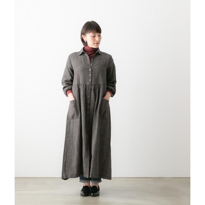 ソイル ワンピース シャツワンピース ウール リネン 平織り ロング 羽織 ブラック チェック シンプル Soil Insl Ls023 Insl Bluebeat Web Store ブルービート 通販 Yahoo ショッピング