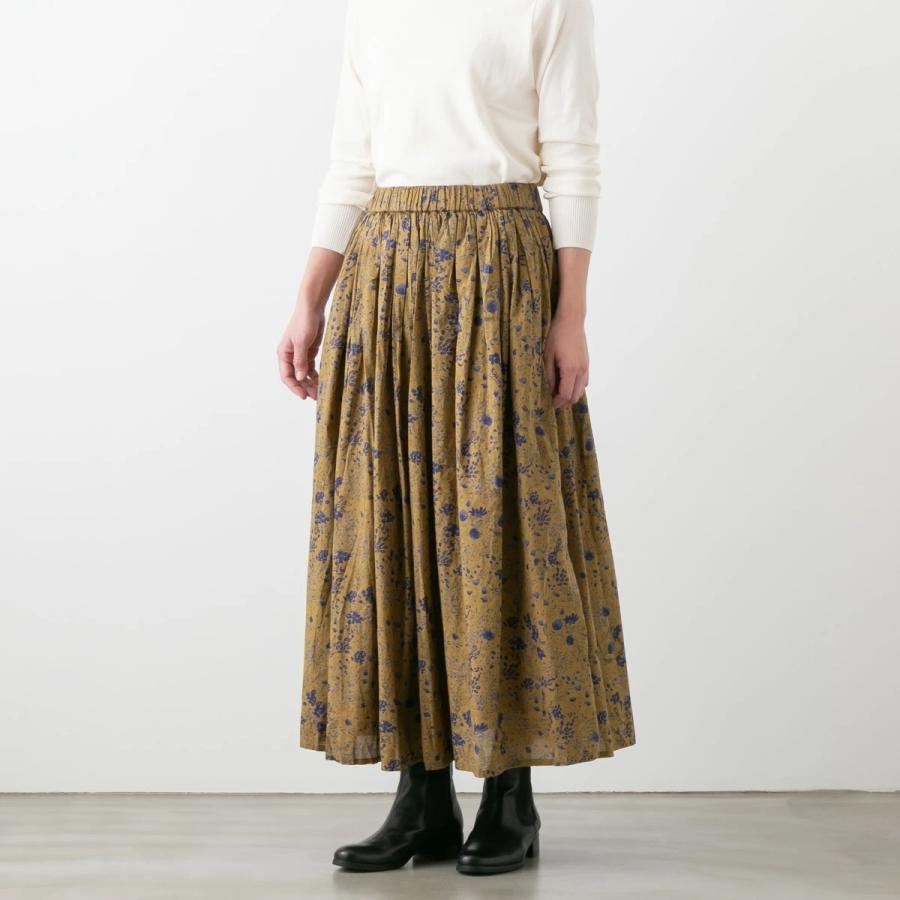 maison de soil ピンタックギャザースカート パッチワーク オフ白
