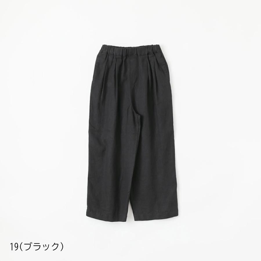 トラバイユ マニュアル フレンチリネン ツイル 2タック トラウザーズ 5075-51 TRAVAIL MANUEL 麻 ウエストゴムの画像