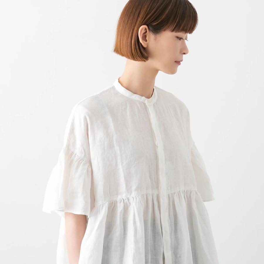 ゆゆ。白A14　即納　26SS FRAMeWORK フレンチリネンド UNIVERSAL TISSU（ユニヴァーサルティシュ） フレンチリネン ギャザー