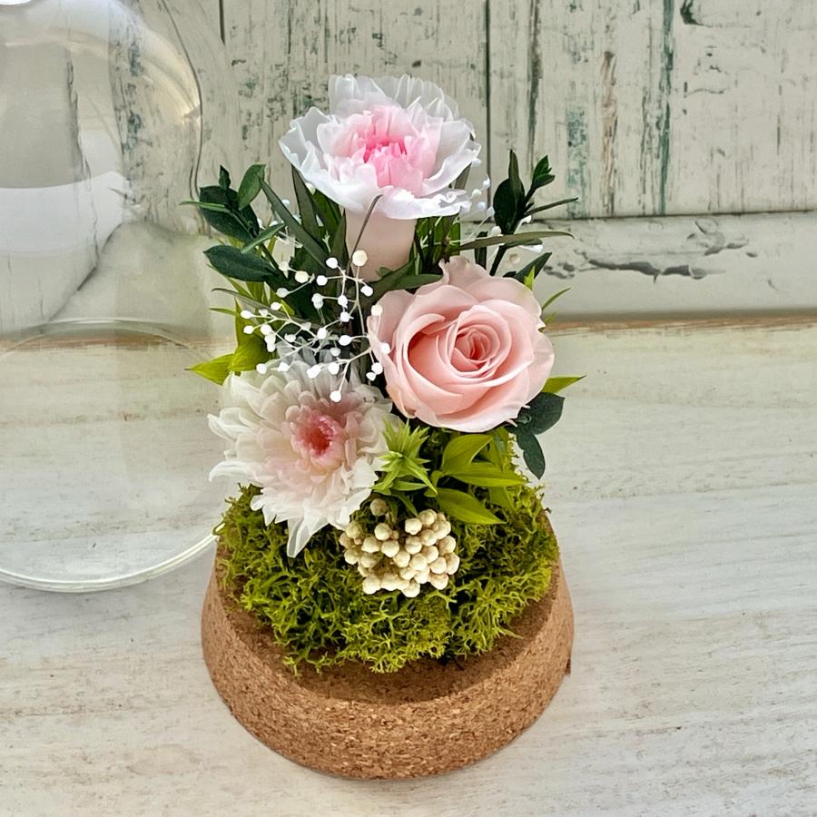 プリザーブドフラワー 仏花 ガラスドーム 仏壇 お供え花 水替え不要