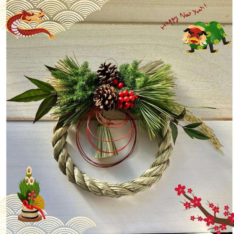 ナチュラルフレッシュリース 正月飾り しめ飾り 玄関 しめ縄飾り2026