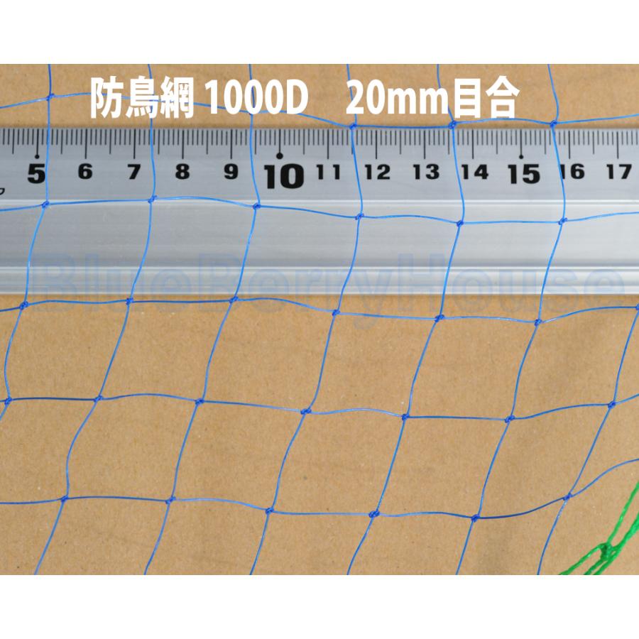 防鳥ネット 強力防鳥網 1000D 20mm目合 100坪 幅18m×長さ18m（ブルー