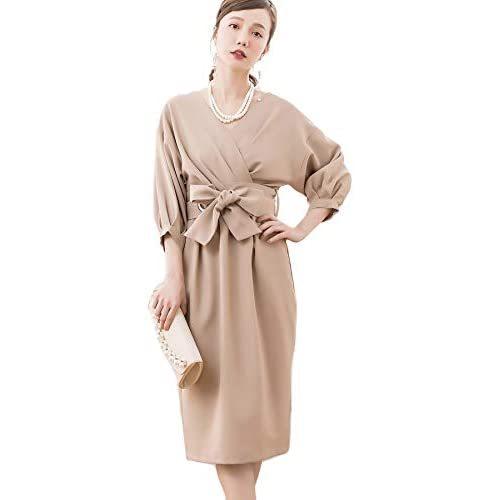 好評継続中 今だけ限定価格 Dressstar 結婚式 ワンピース パーティー ドレス ウエストリボン カシュクール デザイン バルーンスリーブ ブラウン Xl 日本未入荷 入手困難 Www Yalaphone Com