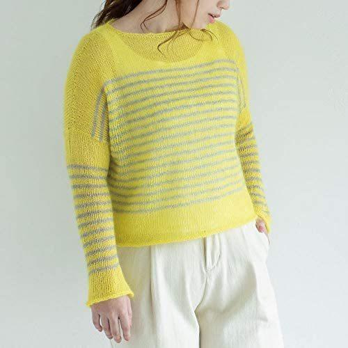 新規購入 風工房さん シンプルで 着心地のいいニット 2 イエローとライトグレーのボーダー柄セーター糸セット 新発売の Raloffshore Com