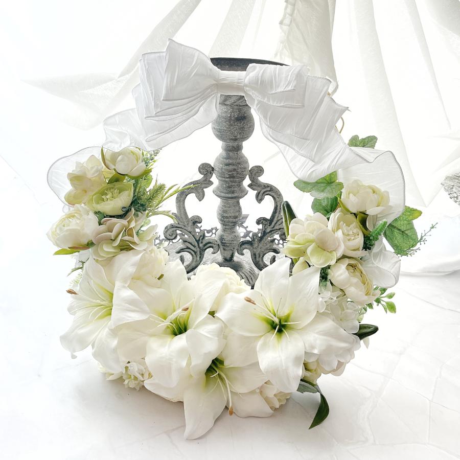 ブライダルリースブーケ・ブートニア ホワイトリリー 白百合の