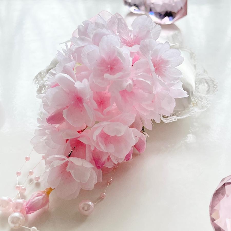 人気NO.1桜コサージュ 可憐なしだれ桜＆パール・しずく型