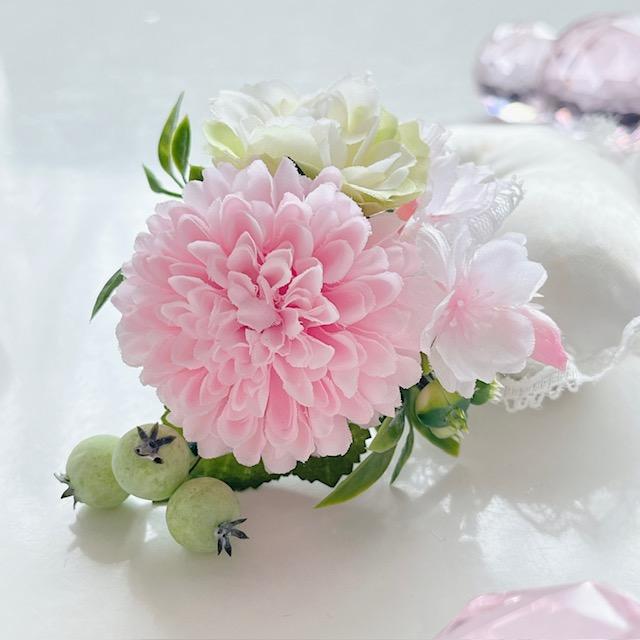 人気のピンポンマム＆桜　小さなコサージュ♪　ピンク｜blueblanc｜02