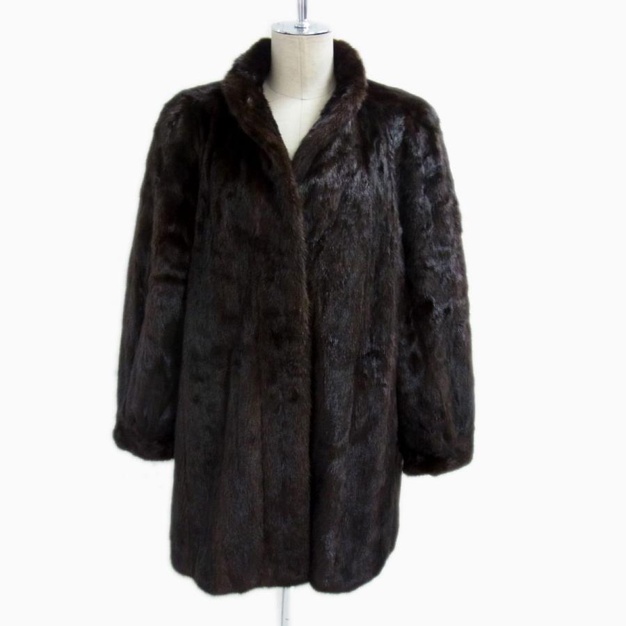 ◇JINDO SAGA MINK ミンク毛皮コート ダークブラウン ジンドー