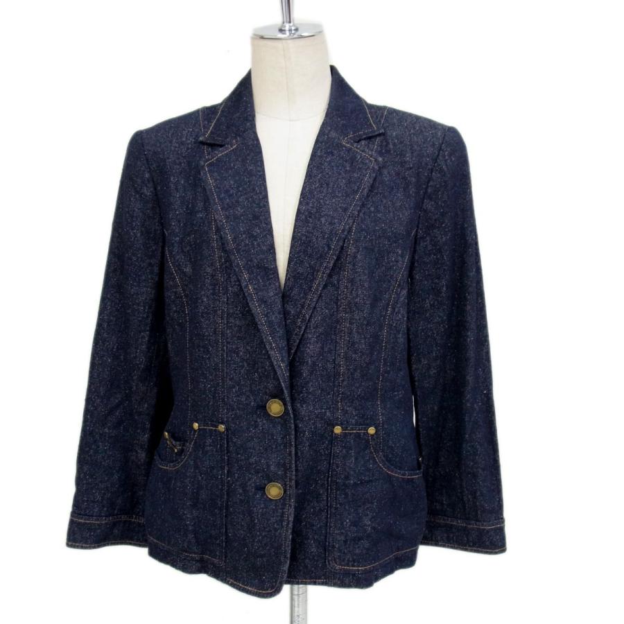 良品⭐️レオナール テーラードジャケット ロゴ刺繍 トリム シルク100