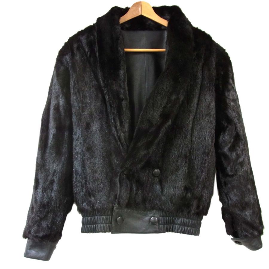 美品◇ミンク本毛皮×レザー リバーシブル ジャケット ブルゾン リアル