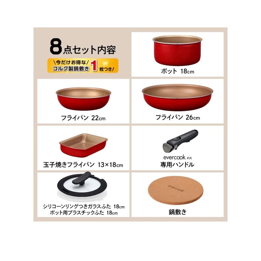evercook エバークック 8点セット フィット フライパンセット IH対応