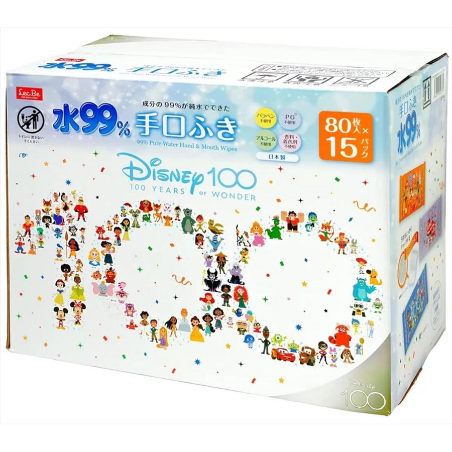 LEC（レック） 水99% 手口ふき 80枚入×15個(1200枚) ディズニー100周年