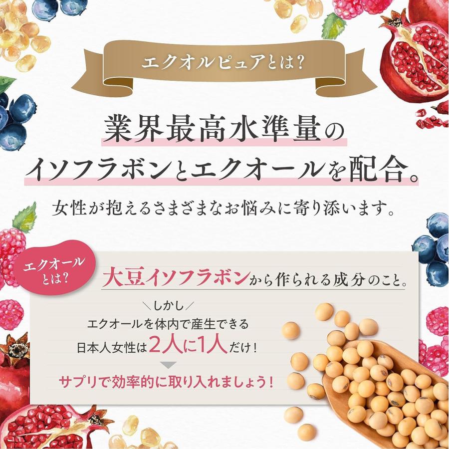 エクオルピュア イソフラボン 42mg エクオール 国内製造 90日分180粒
