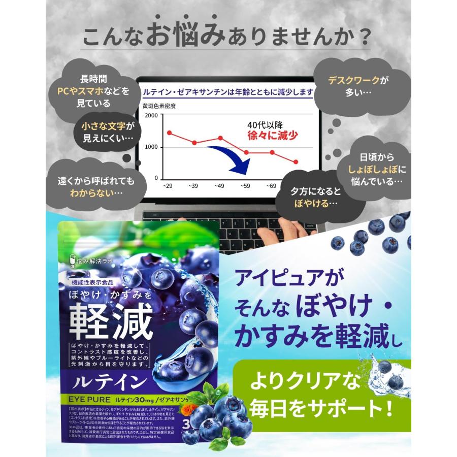 アイピュア ルテイン ゼアキサンチン サプリメント 30日分 機能性表示