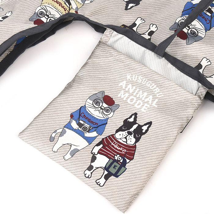 エコバッグ フレブル フレンチブルドッグ プリントエコバッグ カラビナ