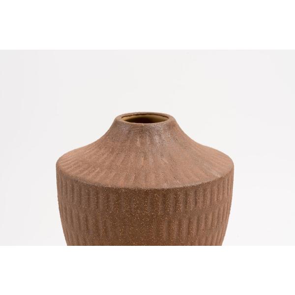 東谷 花瓶ブラウン φ15×H18.5 陶器 完成品 内側に濡れ防止コーティング