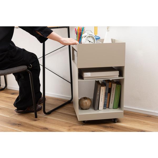東谷 サイドテーブルワゴン ベージュ W35×D35×H62.5 組立式 DM-103BE