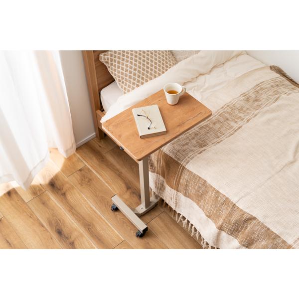 東谷 昇降サイドテーブル ナチュラル W48×D30×H60-95 組立式 END-404NA