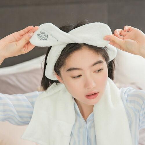 ワイヤー入 ヘアバンド もこもこ ピンク ホワイト 調整可能 リボン
