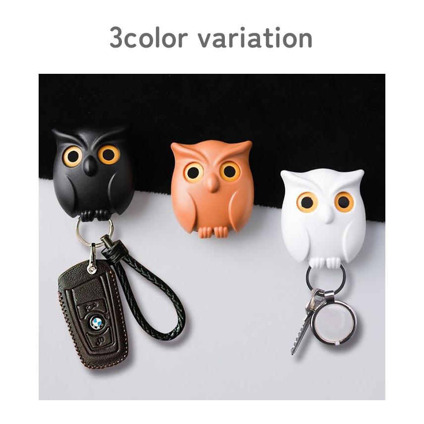 ギミック付きフクロウフック 目が動く 磁石付きフクロウキーフック 鍵掛け カギ キーホルダー