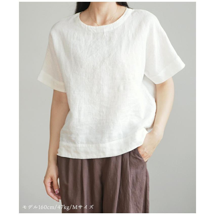 リネン100％ Tシャツ トップス レディース リネン 麻 麻100％ 涼しい
