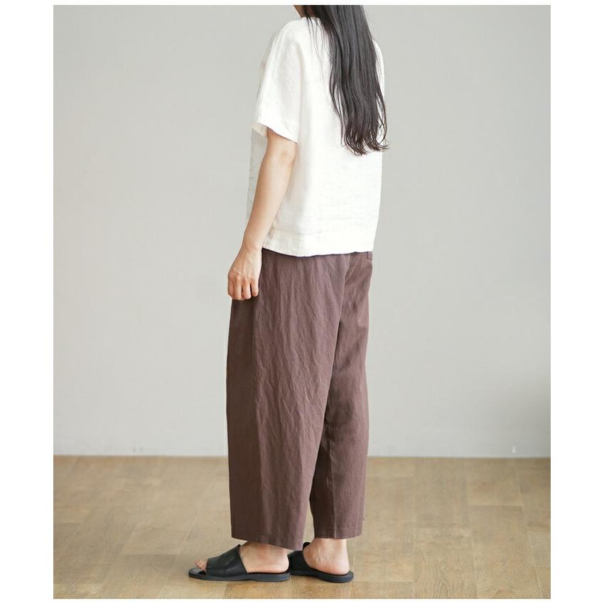 リネン100％ Tシャツ トップス レディース リネン 麻 麻100％ 涼しい