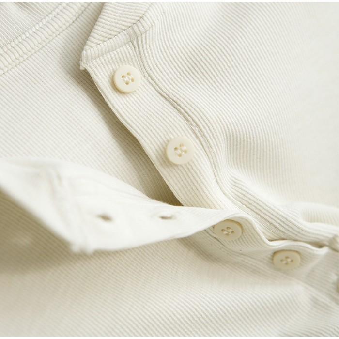 ローエ ROHE ヘンリーネックリブカットソー 長袖 36 アイボリー /ES moment+ tシャツ ヘンリーネックワンポイント刺繍長袖リブカットソー