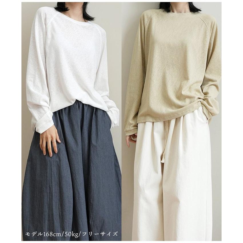 シアー 長袖Tシャツ カットソー ゆったり コットン 長袖 レディース 綿