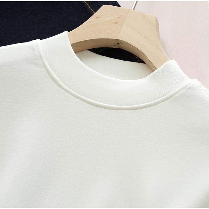 裏起毛 カットソー 綿混 モックネック Tシャツ レディース 長袖