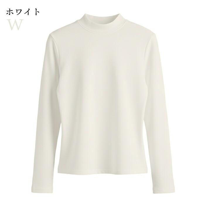 裏起毛 カットソー 綿混 モックネック Tシャツ レディース 長袖
