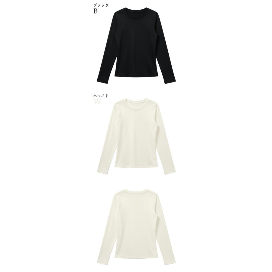 裏起毛 カットソー 綿混 クルーネック Tシャツ レディース 長袖
