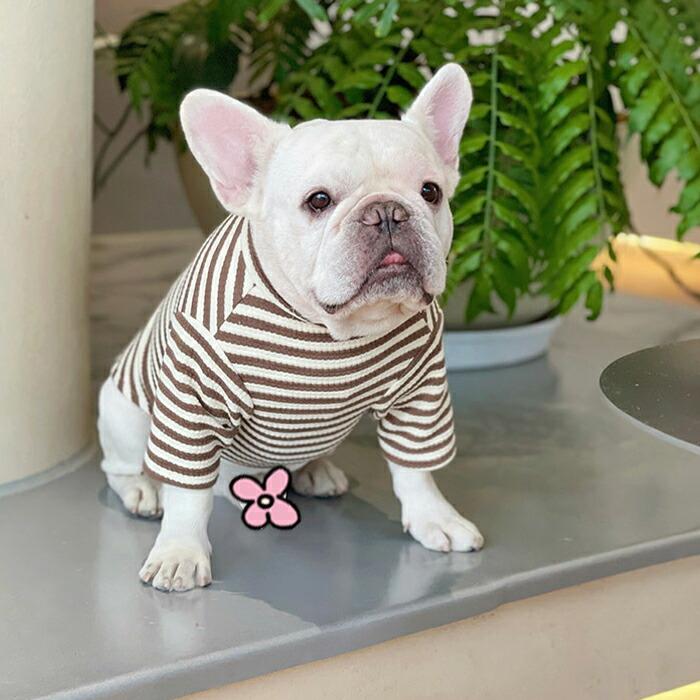 犬服 春 秋 冬 タートルネック Tシャツ ロンパース つなぎ ボーダー