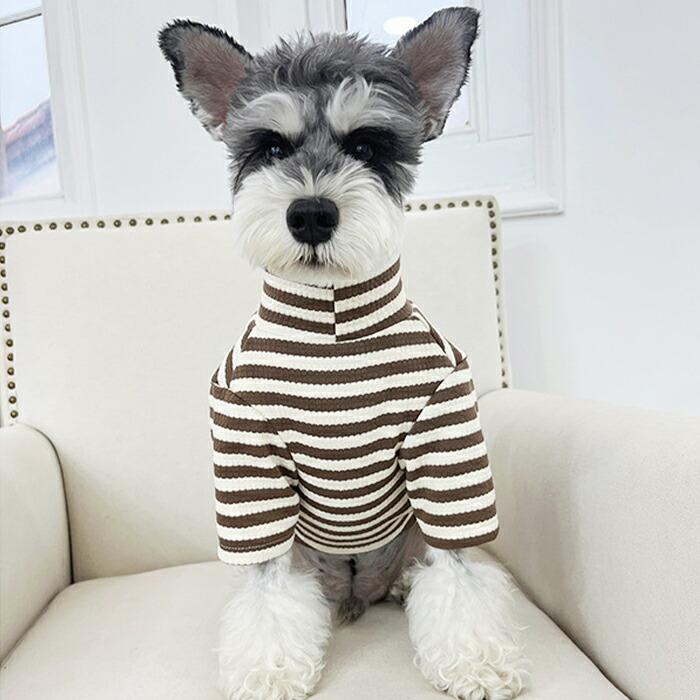 犬服 春 秋 冬 タートルネック Tシャツ ロンパース つなぎ ボーダー